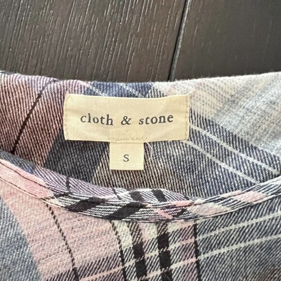 Cloth & Stone Multicolor Plaid Sleeveless One Shoulder Blouse Top Size Small - Picture 9 of 12